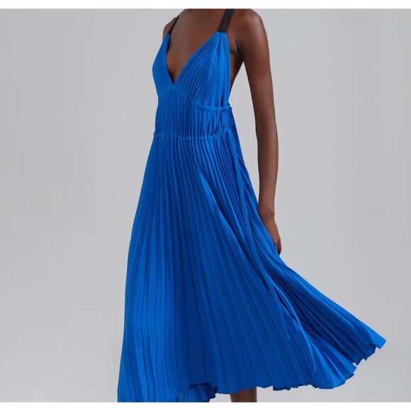 Proenza Schouler Dresses & Skirts - Proenza Schouler White Label Maxi Dress Blue Sz 0 Broomstick Pleated Minimalist
